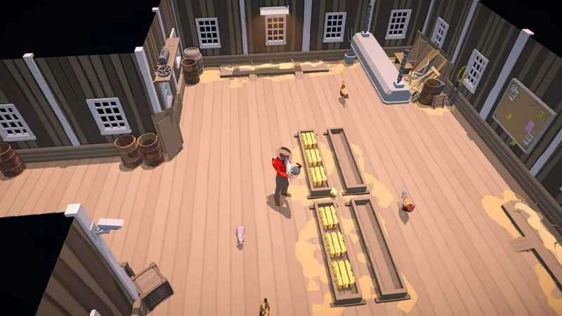 The Ranchers gameplay screenshot: a barn and pasture ready for livestock